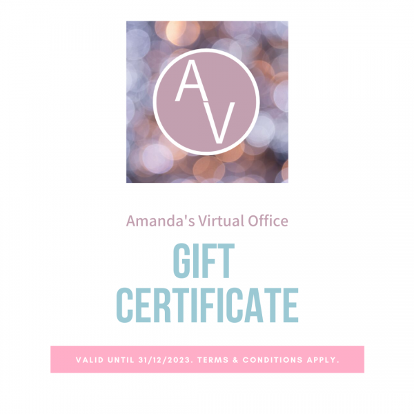 Amanda's Virtual Office Gift Certificate